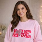 LOVE Appliqué Sweatshirt, Heart Sequin Valentine's Day Gift