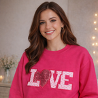 LOVE Appliqué Sweatshirt, Heart Sequin Valentine's Day Gift
