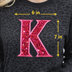 Black Leopard Crewneck Sweatshirt with Sequin Initial