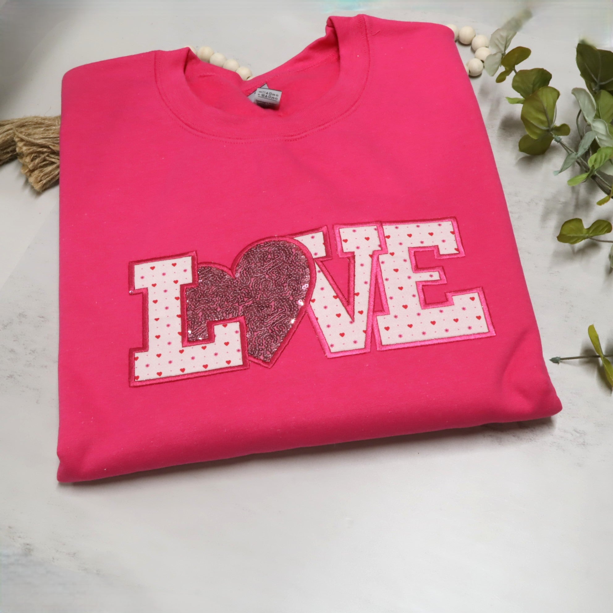 LOVE Appliqué Sweatshirt, Heart Sequin Valentine's Day Gift
