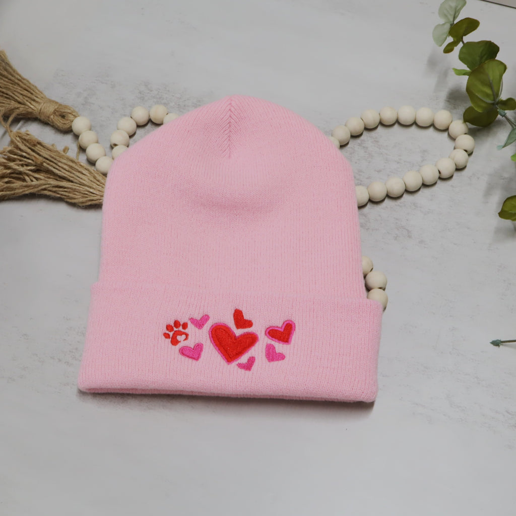Embroidered Heart Beanie – Cute Valentine’s Knit Hat