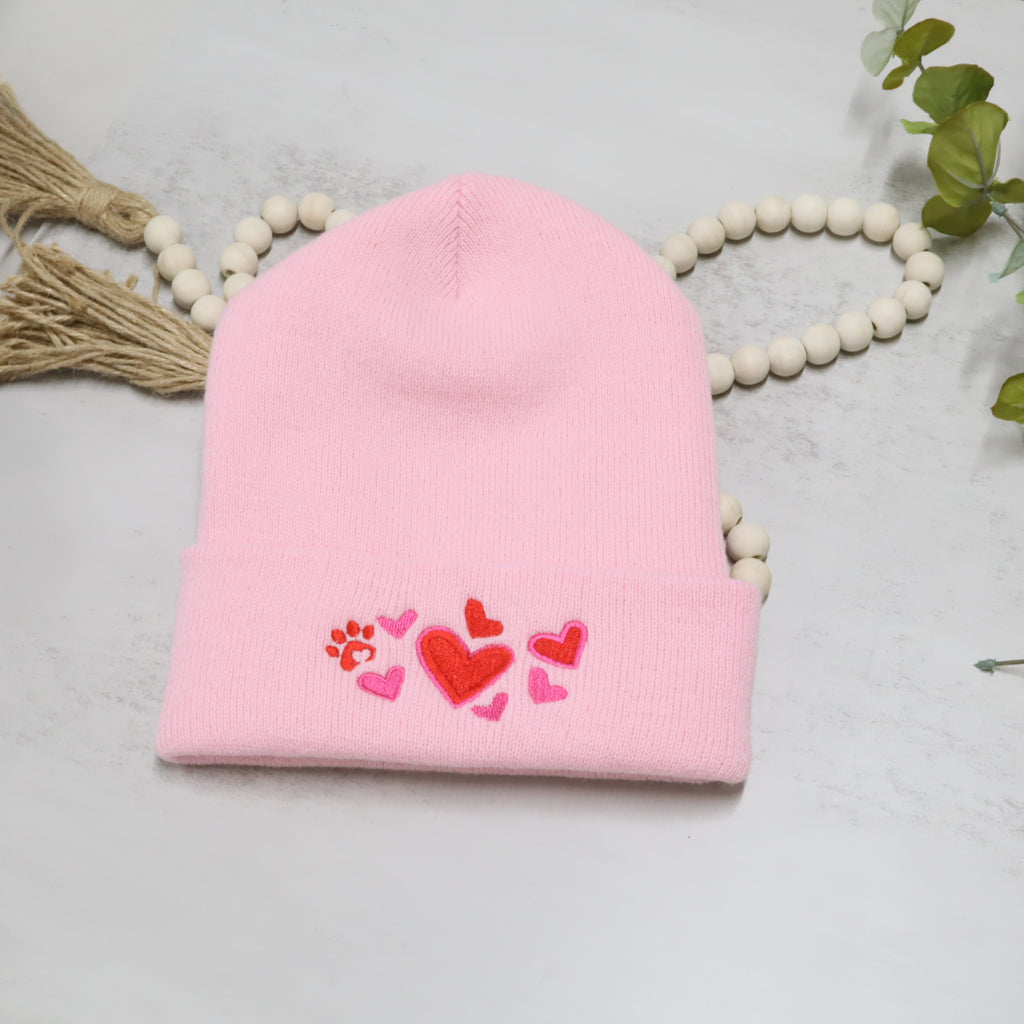 Embroidered Heart Beanie – Cute Valentine’s Knit Hat