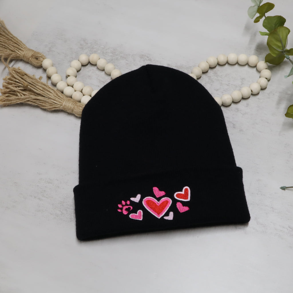 Embroidered Heart Beanie – Cute Valentine’s Knit Hat