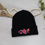 Embroidered Heart Beanie – Cute Valentine’s Knit Hat