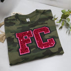 Camo Sequin Initial Sweatshirt – Personalized Varsity Letter Crewneck